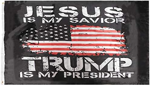 Вятър Исус е Мой Спасител Тръмп-Ми Президент на американския Флаг Черно 150D Тъкани От Поли Найлон Двустранен