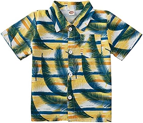 Хавайска Риза Алоха за Малки Момчета 1-8 Години, Лятна Риза с Копчета с Къс Ръкав за Почивка на Плажа