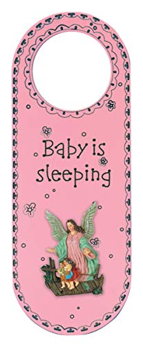 Закачалка за Врати дръжки на Детската стая Baby is Sleeping Angel Гардиън, 10 Инча (Розов)