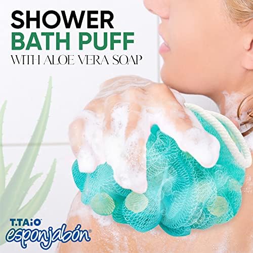T. Taio Esponjabon Гъба за сапун за душ и вана - Топка за измиване на тялото от люфы Luffa Loufa - Мрежест хоп-Скрубер