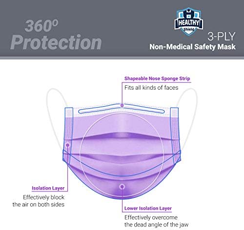 Healthy Shield 50 бр. за еднократна употреба 3-слойная защитна маска за лице, лесна ушна контур и дишащи тъкани