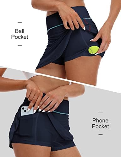 Женски тенис Поли Inno 15 20, 3 джоба, къси Панталони за голф с висока талия, вградени Къси поли UPF 50+