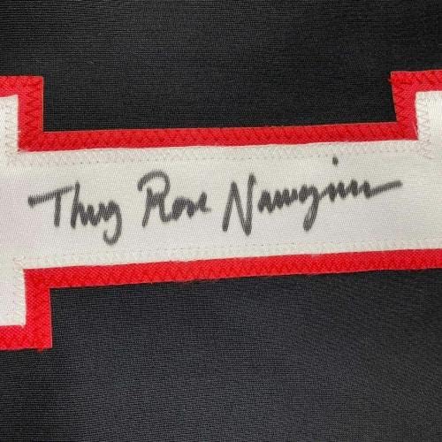 Черна Трикотажная Риза UFC ВМА с автограф Thug Rose Namajunas PSA / DNA COA - Тениски и Топене на UFC с автограф