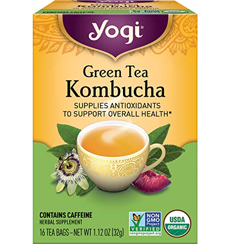 Чай за йога - Зелен чай гъбички (4 опаковки) - Съдържа антиоксиданти за поддържане на цялостното здраве - Съдържа кофеин - 64 торби от органичен зелен чай
