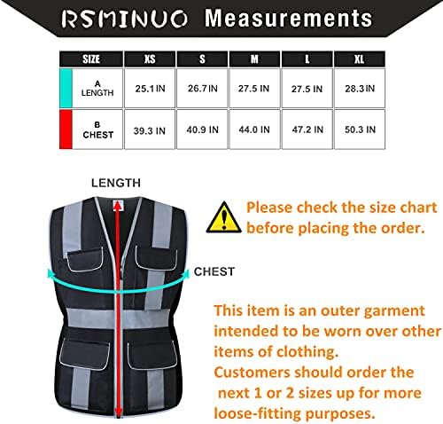 RSMINUO Отразяваща Жилетка за Безопасност за жени, Дамски работно облекло от дишаща мрежа с Висока видимост, с джобове и