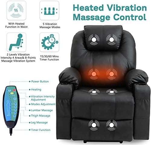 Стол MEETWARM с электроподъемником, Електрически стол-люлка за възрастните хора, Вибриращ масаж с топъл, люлеещ се Стол от