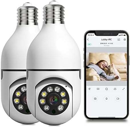 Подобрена безжична камера за сигурност Yihoume с крушка, Панорамна камера за наблюдение на 360 ° с разделителна способност