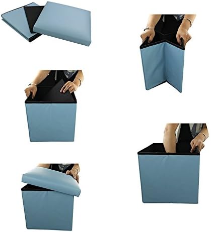 Кожен Складное Седалка-Табуретка NISUNS OT01 с Поставка за крака във формата на Куб, 12 X 12 X 12 см (синьо небе)