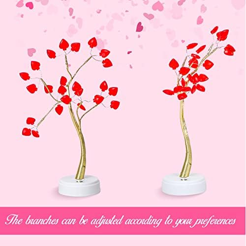 13-Инчов Осветено Дърво във формата на Червени сърца за Деня на Св. Валентин, на Ствола на Дървото от Златно Фолио
