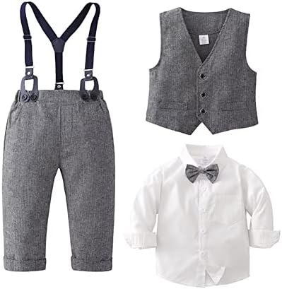 Комплект Джентльменской дрехи Puremlik за момчета от 4 теми с Рокля, Жилетка с папийонка и Штанами за деца