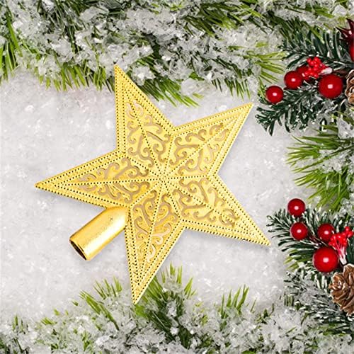 5,9-инчов Плосък Звездното украса за коледни елхи, Златна Коледна украса, Блестяща Звезда на върха на Елхата, Златна Блестяща