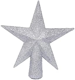 Коледна Украса YYCRAFT Glitter Star Tree Topper-6 Инча, Сребрист