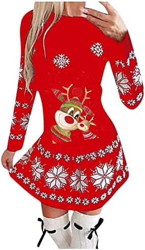 Дамски коледни рокли JJHAEVDY от Сладко Instant Holiday Outfits Рокля-Туника с принтом