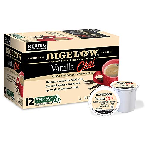 Bigelow Tea Ванилов чай Keurig K-Cup Пипер Черен чай с кофеин, 12 порции (опаковка от 6 броя), общо 72 на чушките K-Cup