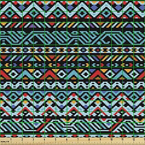 Лунна Разплод Плат двор, Цветни Геометрични Мексикански Пиксельный Фигура в стила на местните хора, Декоративна тъкан за