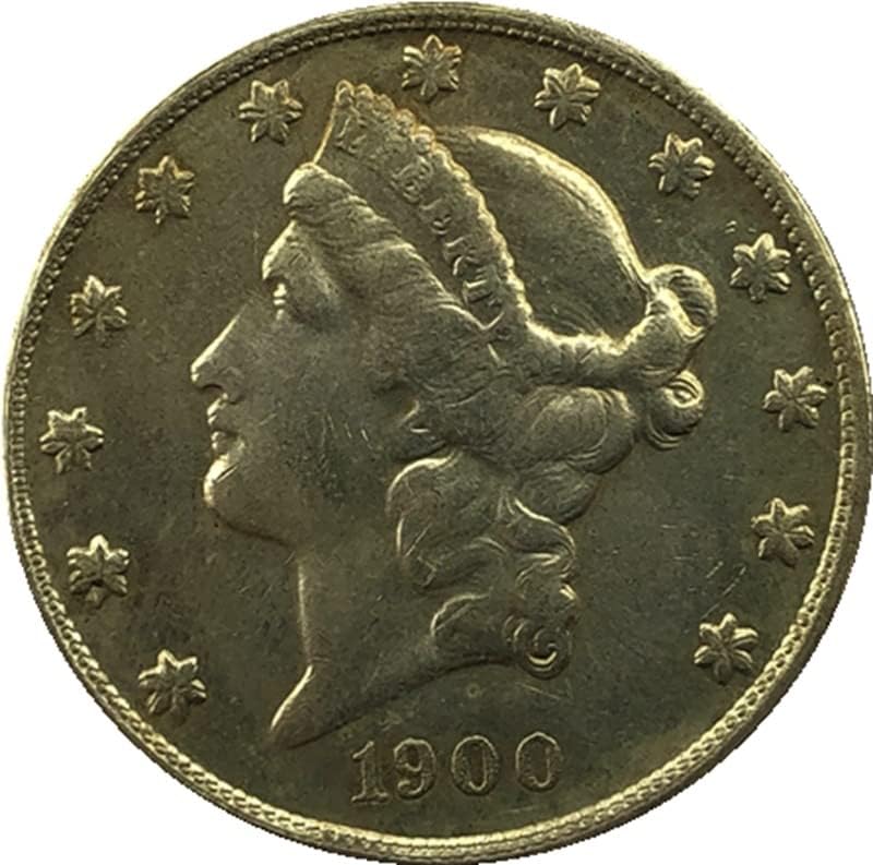 Версия на 1900-Те години Американската 20 Златни Монети Латунная Антични Чуждестранна Възпоменателна Монета Ръчно изработени