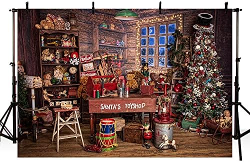 MEHOFOND 10x7ft Коледен Магазин за играчки на дядо коледа Фон на Снимка за Винтажного Селски Дървени Къщи Снежна