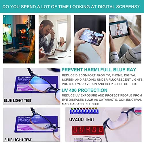 Очила за четене EYEURL за жени, 2 за опаковане, Блокиране на Синя Светлина, Лесен Филтър За четене, UV-Лъчи/Отблясъците, Защита