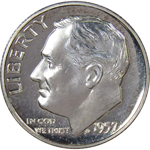 Монета 1957 г. Roosevelt Dime Choice Proof 90% Сребро 10 карата са подбрани Монета в САЩ
