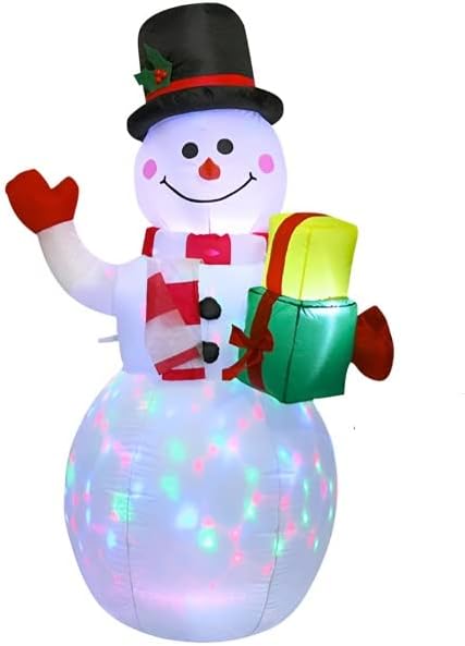Пет Домейни Надуваеми Коледна украса Открит Надуваем Снежен човек, Коледни светлини Снежен човек Въртящи Коледен