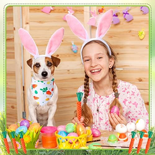 18 Бр. Великденски Костюми за кучета, включително и Превръзка на главата с Уши Зайче Великден, Великденски Кърпи за Кучета,