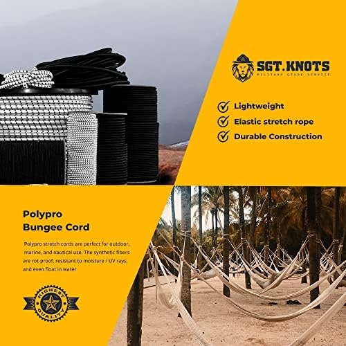 Ударни кабел SGT KNOTS Polypro Bungee Shock Cord - Лека Еластична въже за бродерия, промишлени проекти и DIY (макара 1/4