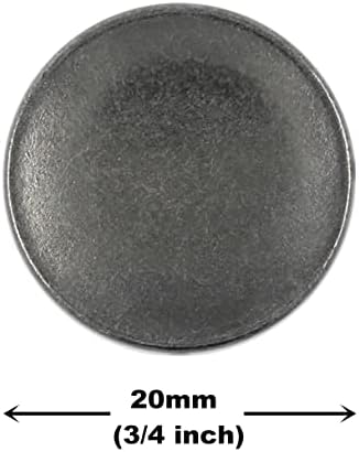Bezel от 12 Броя Копчета с метална опашка с Вдлъбната повърхност. 20 mm (3/4 инча) (Gun metal)