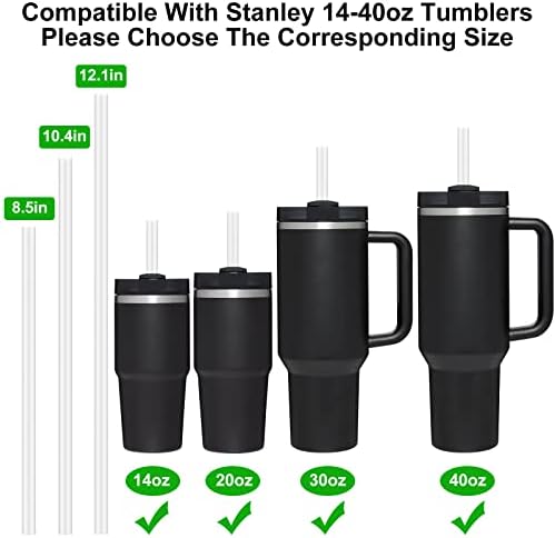 Сменяеми сламки за чаши Stanley 20-40 грама, 6 опаковки Многократно утолщенных пластмасови прозрачни соломинок с пискюл, подходящи