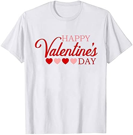 Честит Свети Валентин, Тениска С Писмото Принтом, Дамски Летни Ризи С Къс Ръкав, Мъжки Меки Удобни Тениски