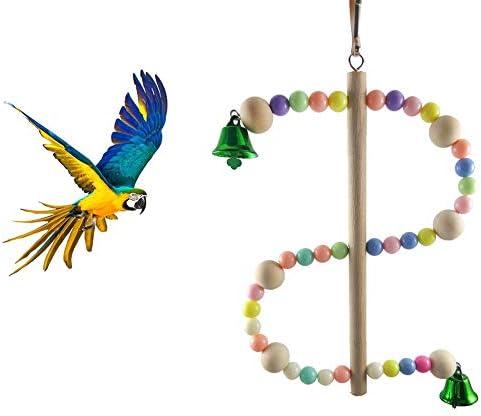Phoenixb2c Модни Цветни Играчки за домашни птици, Мъниста S-Образна Форма, Стоящ на Папагал, Поставка за Домашни