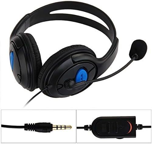 Двойна жичен детска слушалки за чат с голямо ухо, микрофон за слушалки за Sony Playstation 4 PS4, черен