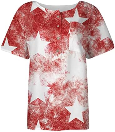 Дамски Ризи с къс ръкав, Модерни Ежедневни Реколта Ризи с Принтом на Деня на Независимостта, Блуза От Памук, S-4XL