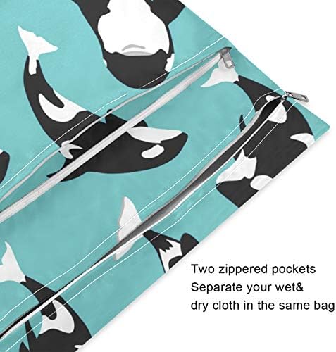 KEEPREAL Чанта за влажни сушене с шарките на Orca за филтър Памперси и бански костюми, за пътуване и на плажа - Водоустойчива