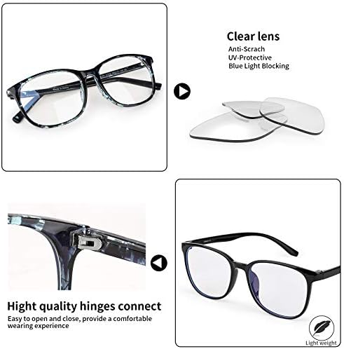 Очила за жени/мъже, Блокиране на Синя светлина, Visson, Прозрачни Лещи в Рамки за очила TR90, които Правят Главоболие