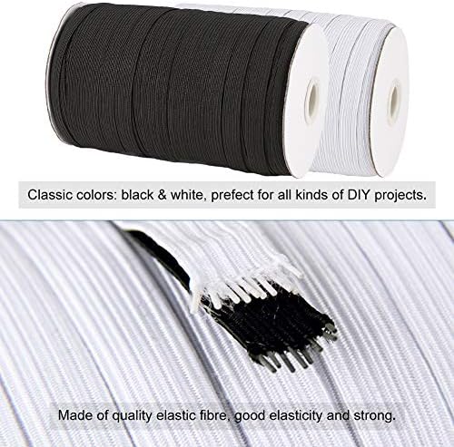 Сплетен от мъниста 100 ярда 3/8-инчов сплетен еластичен кабел 10 мм, черна плоска дъвка за шиене, производство на бижута
