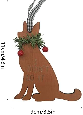 Дървена Коледна Куче с Венец от Червени Плодове Коледно Дърво Висулка Коледна Украса Занаяти 50 Метра Венец Led