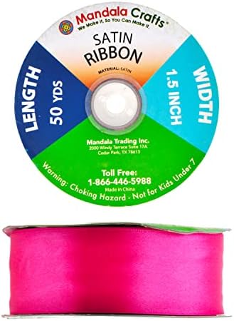 Мандала за Бродерия Ярко-Розов Сатен лента с ширина 1 1/2 инча за Бродерия - Ярко-Розов Сатен лента за коса