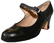 Menkes S. Обувки за фламенко За начинаещи, За момичета, Кожени, с пирони, Размер 1.0 Y (32EU), Черни