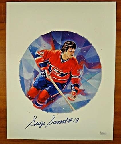 Серж Savard Hockey HOF Подписано снимка 11x14 JSA COA - Снимки на НХЛ с автограф