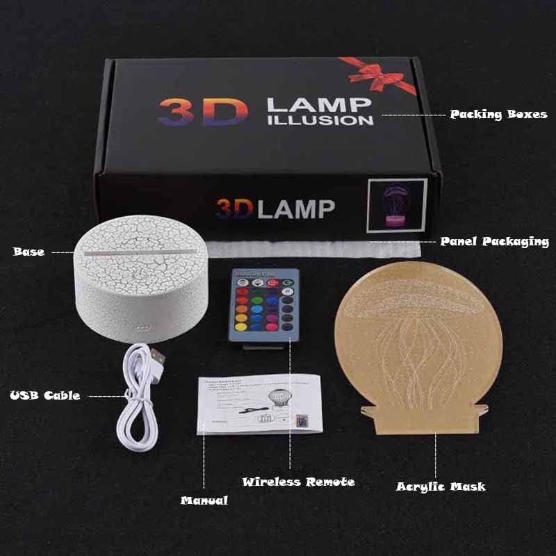 3D лека нощ Led Визуален Настолна Лампа Подарък Лампа Цветен Сензорен Пулт за Дистанционно Управление Коледен лека нощ HWL0060
