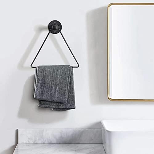 Стенен триъгълни метален държач за кърпи за кухня и баня, черен