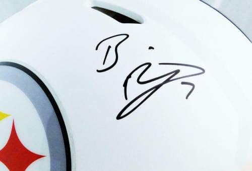 Автентичен каска с автограф на Бен Ретлисбергера Стийлърс F/S Flat White-Fanatics Auth - Каски NFL с автограф