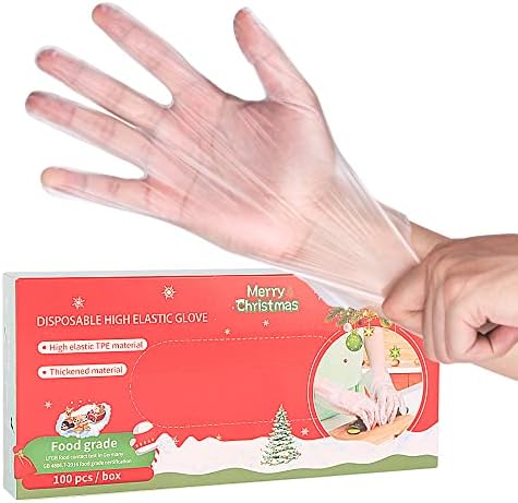 CK СК Tech Коледни Ръкавици за еднократна употреба от прозрачен винил и Без латекс, за домашното стопанство, обработка