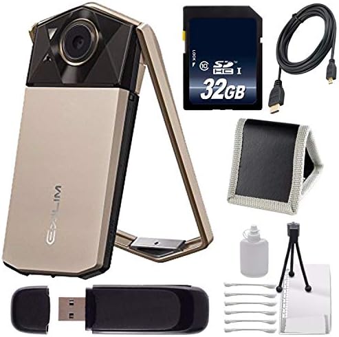 Цифров фотоапарат Casio Exilim EX-TR70 за селфи (златен) (международна версия) + комплект карти с памет 32 GB