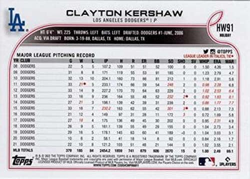 Клейтън Kershaw 2022 Начело Празник HW91 NM +-MT+ MLB Бейзбол Dodgers