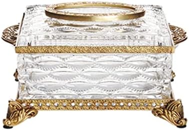 Кутия за салфетки с щамповани от месинг QUUL, Ретро държач за кърпички от Кристално стъкло със златен надпис,