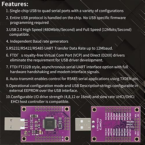 ЕО Покупка FT4232HL 4-канален USB-serial адаптер FTDI FT4232 UART, SPI, I2C JTAG RS485 RS422 RS232-USB Високоскоростен