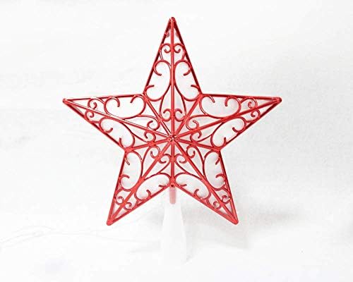 Гао Hui 9-инчов Пластмасов Звезда за Коледната Елха с led подсветка за Украса на Коледната елха (Червен)