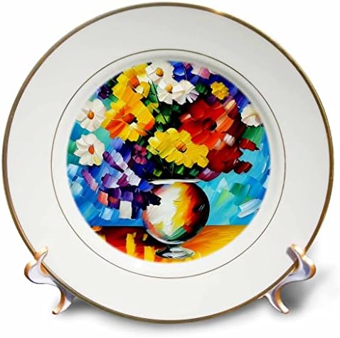 3 Поставете букет от цветя в керамичен една ваза на масата. Забавни цветни подаръчни чинии (cp-374946-1)