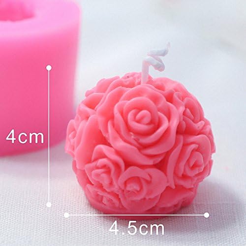 3D Форма за Свещ с розово топка - MoldFun Силиконова форма с цветя, Рози за празни приказки, Мини-собственоръчно Сапун,